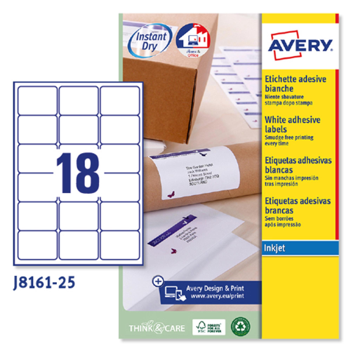 AVERY CONF 450 ETICHETTE ADESIVE 63,5X46,6 mm BIANCO OPACO